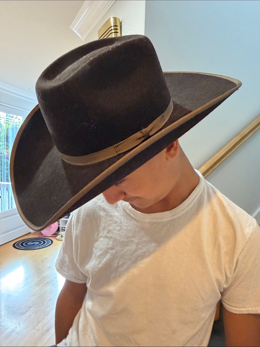 Kids Wide-Brim Felt Cowboy Hat - Dark Brown